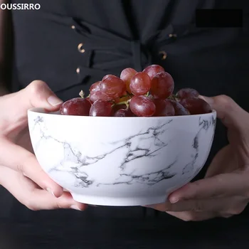 

OUSSIRRO Luxury Marble Pattern Ceramic Tableware bowl Creative instant noodles bowl Cute student job soup bowl