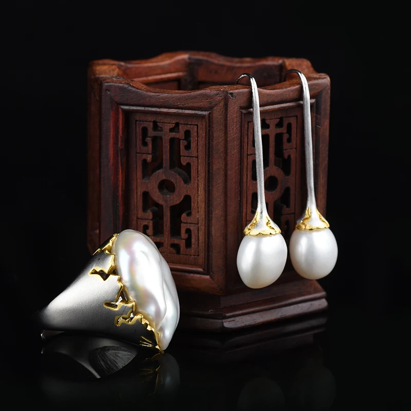 

A new style of Italian handmade baroque abnormity pearl lady ring