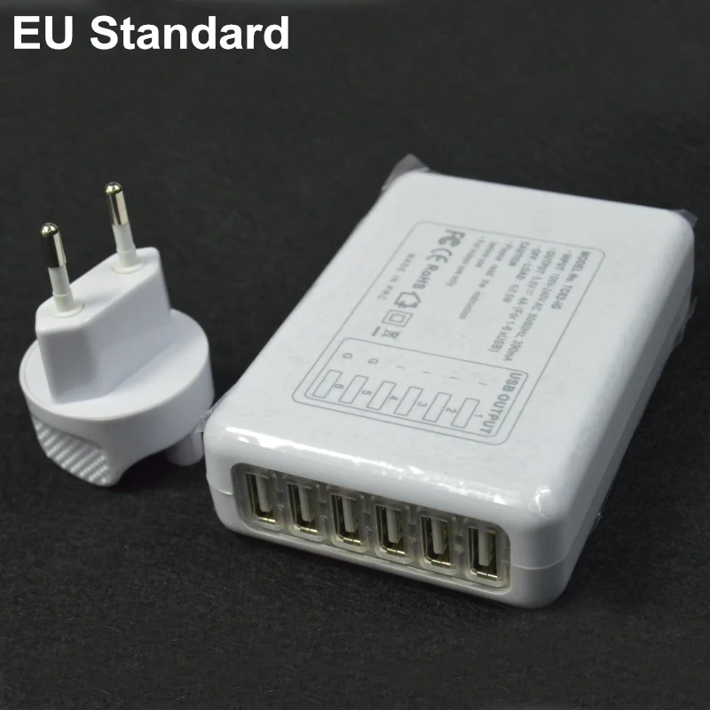 fast Charging socket adapter 2.0 USB 6 ports Travel charger adapter