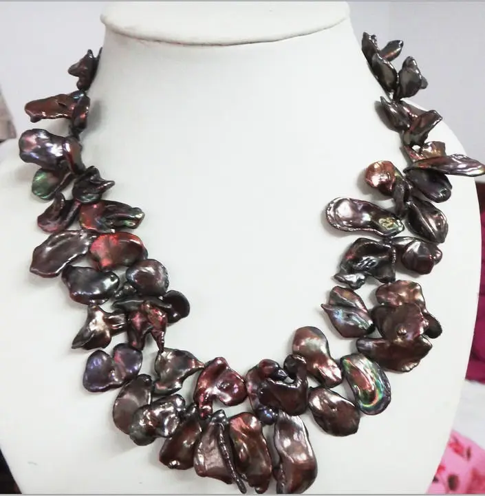 

HUGE NATURAL 21MM SOUTH SEA GENUINE BLACK CHOCOLATE PEARL NECKLACE 925 silver