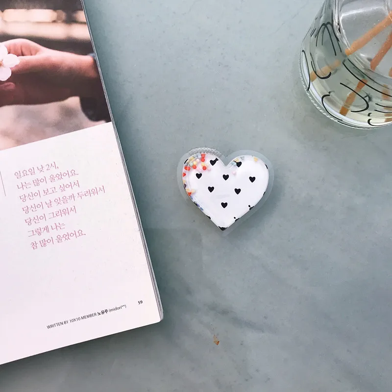 Cute Heart-shaped Liquid Glitter Mobile phone Holder stress reliever Squeeze soft pack Mount SmartPhone bracket for iPhone Redmi (4)