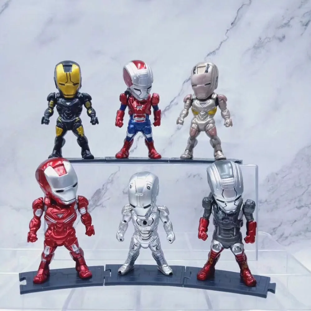 Anime Figure 9-10CM Avengers 6pcsset Q Version Iron Man Dolls Movie PVC Action Figure Toys Collection Model Kids Gift