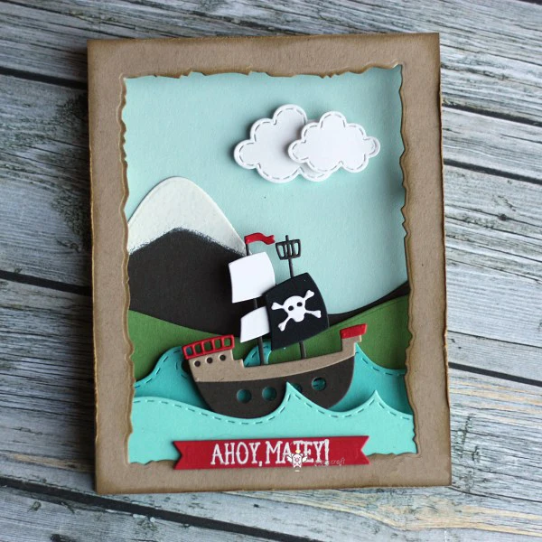 

Mmao Crafts Metal Steel Cutting Dies Latest pirate ship Stencil For DIY Scrapbooking Paper/photo Cards Embossing Dies