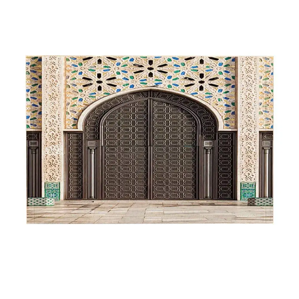 

Moroccan kitchen rugs,Antique Doors of Mosque in Casablanca, Non-Slip Doormat Floor Entryways Indoor Front Door Mat