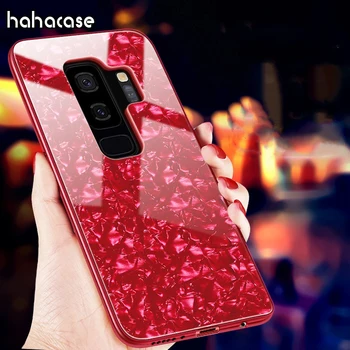 

1000pcs Luxury Glitter Tempered Glass Case For Samsung S9 S8 Plus Note 8 Cover Shockproof Conch Shell Fashion Protective Case