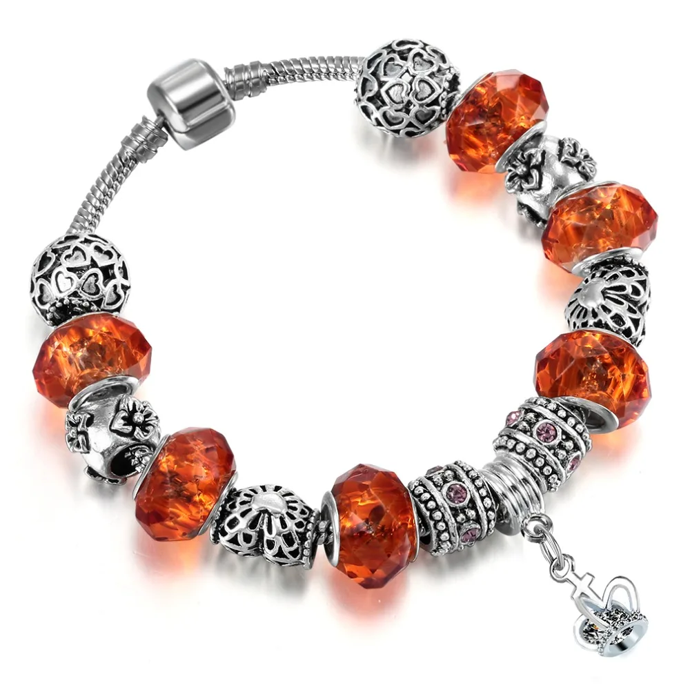 1PCS Creative Fashion Hear Bead Bracelet Transmission Dvariety of Glass Beads diy Fit Charm Bracelet Jewelry Wholesale