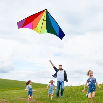 

New Beach Flying toy Colorful Huge Delta Kite Outdoor Sport Single Line Flying Kite with 30m Flying Line for Kids Adults