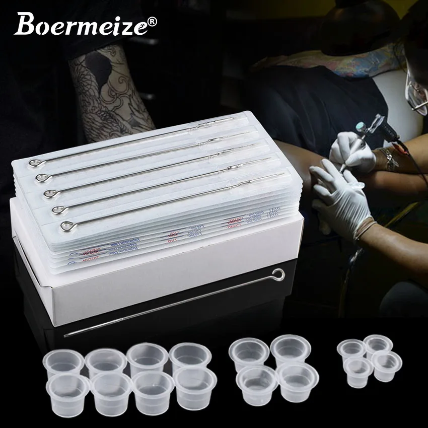 Tattoo Needles with Ink Cup Kit 5RS Round Shader Needles Pigment
