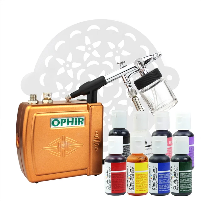 OPHIR Cake Airbrush Kit with Air Compressor Edible Pigment & Cake ... OPHIR Cake Airbrush Kit with Air Compressor Edible Pigment & Cake ...