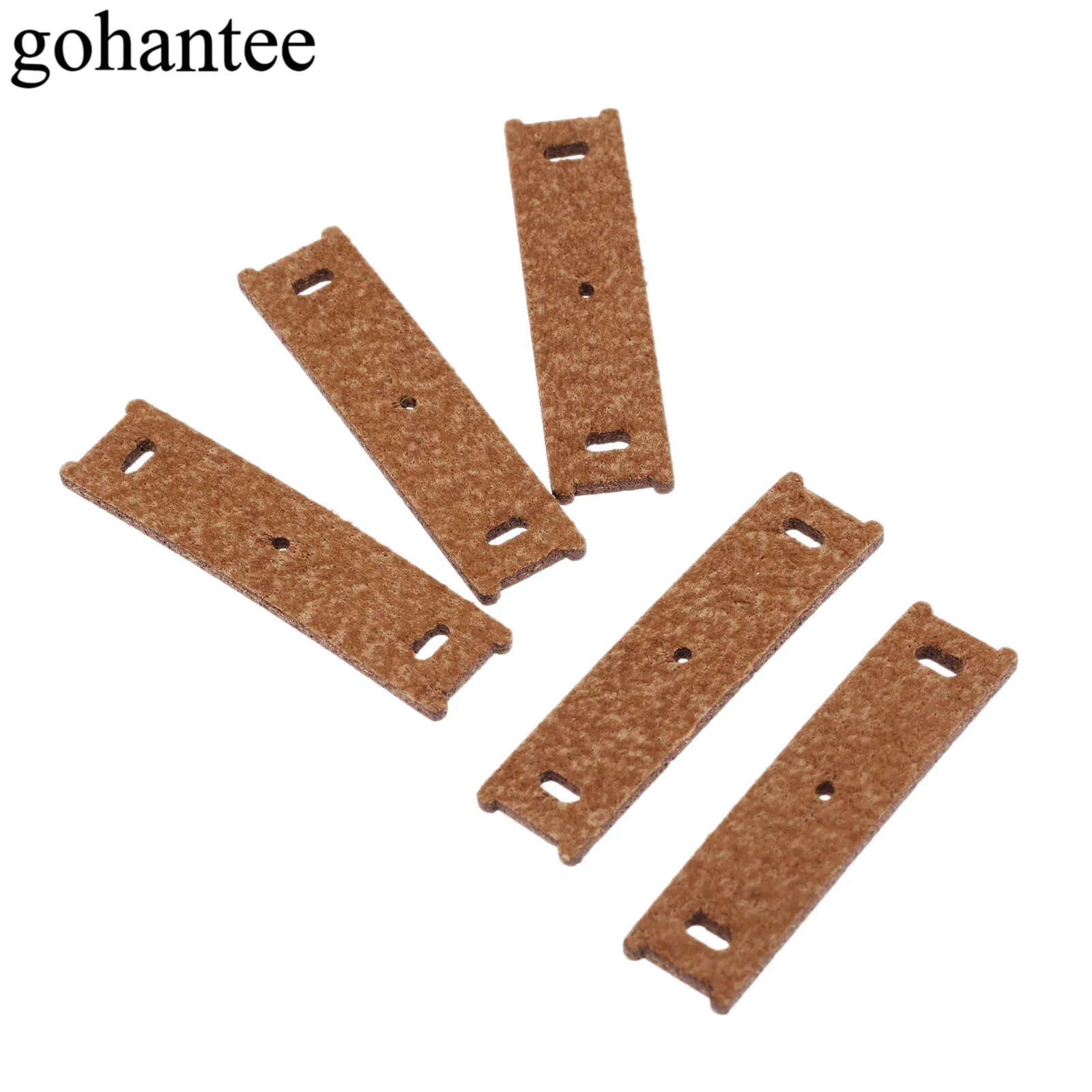 gohantee Brown 20pcs Slingshots Pouches Microfiber Leather with Center Hole for Outdoor Hunting Catapults 55mm x 14mm