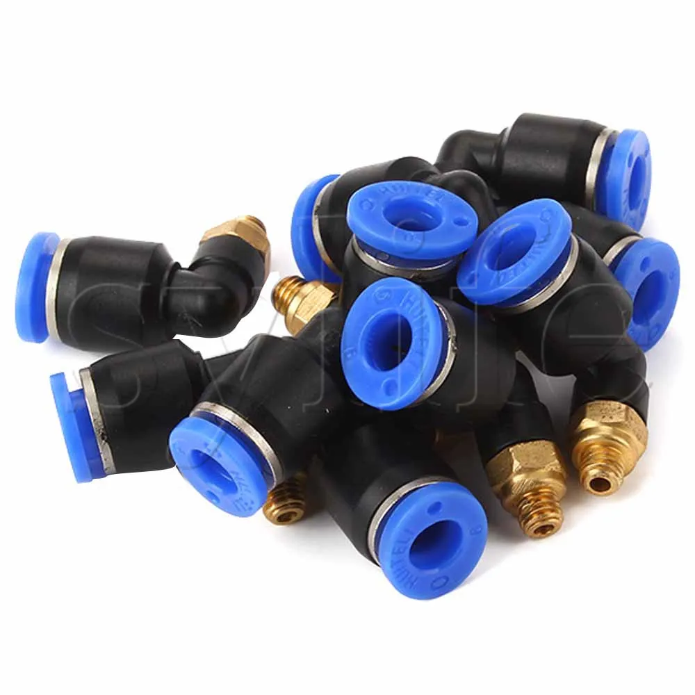 

10pcs M5 6mm BSPT Elbow Pneumatic Air Connector Quick Fittings