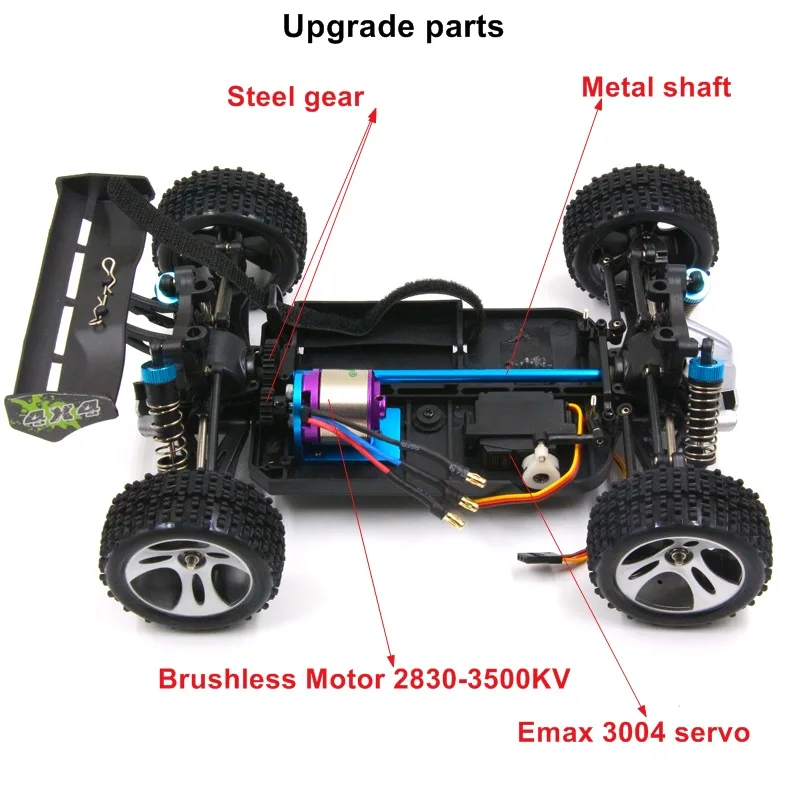 FATJAY RC WLtoys 1/18 A959 A969 A979 A929 обр RTR BLDC питания обновления системы 2830 3500KV двигателя Quicrun 30A ESC emax ES3004 servo