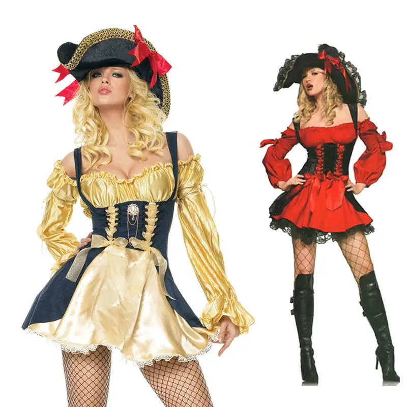 New Gold Pirate  Costume  women adult party halloween 