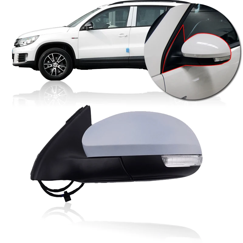 

CAPQX For Tiguan 2010-2016 Outside Rearview Mirror Assembly with electrical folding Heated LED turn signal light 6/9/13Wire