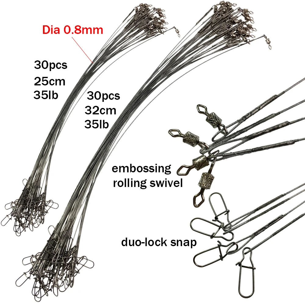 20/50Pcs Lead-core Traction Fishing Line Steel Wire Leader With Swivel Double-Lock Snap for Assorted 17cm/21cm Fishing Wire Tool 5