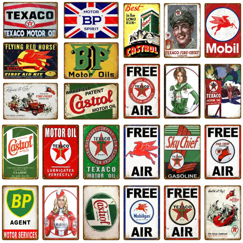 Vintage Texaco Motor Oil Signs Sky Chief Mobil Castrol Bp Metal Vintage Texaco Motor Oil Signs Sky