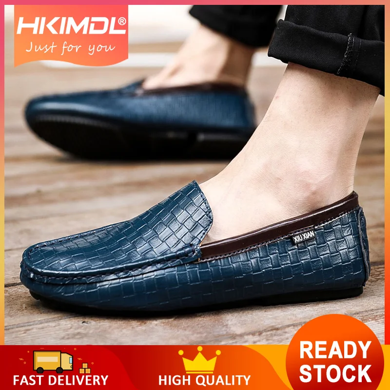 

HKIMDL 2019 New Genuine Leather Men Casual Shoes Luxury Brand Mens Loafers Moccasins Breathable Slip on Fashion shoes