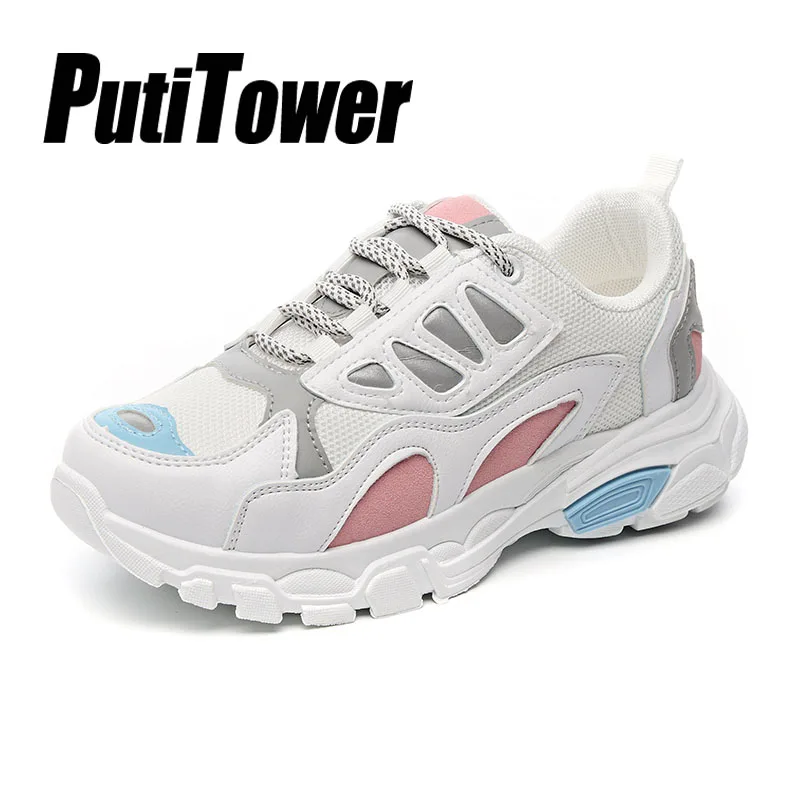 

2019 New Women Casual Shoes Breathable Sneakers Women Heighten Shoes Leather Mesh Shoes Spring Ladies Trainers Chaussures Femme