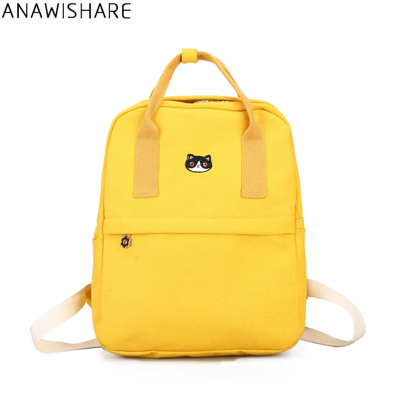 

ANAWISHARE Women Backpacks Canvas School Bag For Teenager Girls Laptop Bag Bookbags Rucksack Travel Bag Mochilas Femininas