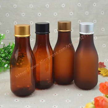 

150ml brown/brown frosted PET bottle with many colors aluminum lid.essential oil/liquid/moisturizer/facial water container