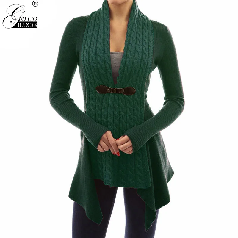 Gold Hands Autumn Winter Women Office Ladies Loose Solid Cardigan Street Wear Long Sleeves 