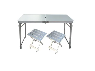 Уличные складные столы, алюминиевые столы и стулья, портативные столы - Цвет: L120CMsilver2stool A