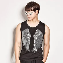 Джаз танец сценическая одежда тонкий блесток Хлопок без рукавов жилет DS Men'S DJ певица топы костюм рейв-одежда DNV10067