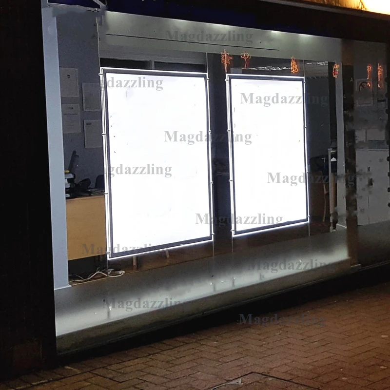 

2PCS A1 Single Sided Magnetic Acrylic Frame LED Illuminated Light Pocket,LED Window Display for Real Estate Agent