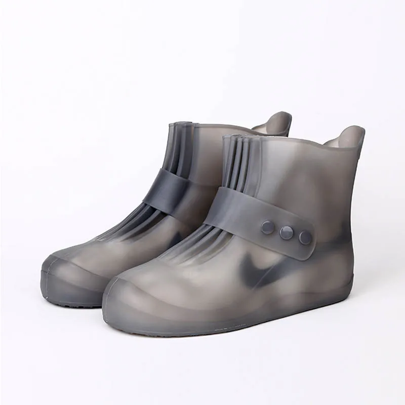 1 Pair Of Waterproof Protective Shoe Covers Unisex Buckle Rain Boots High To Help Non-slip Thickening Rain Boots PVC Soles