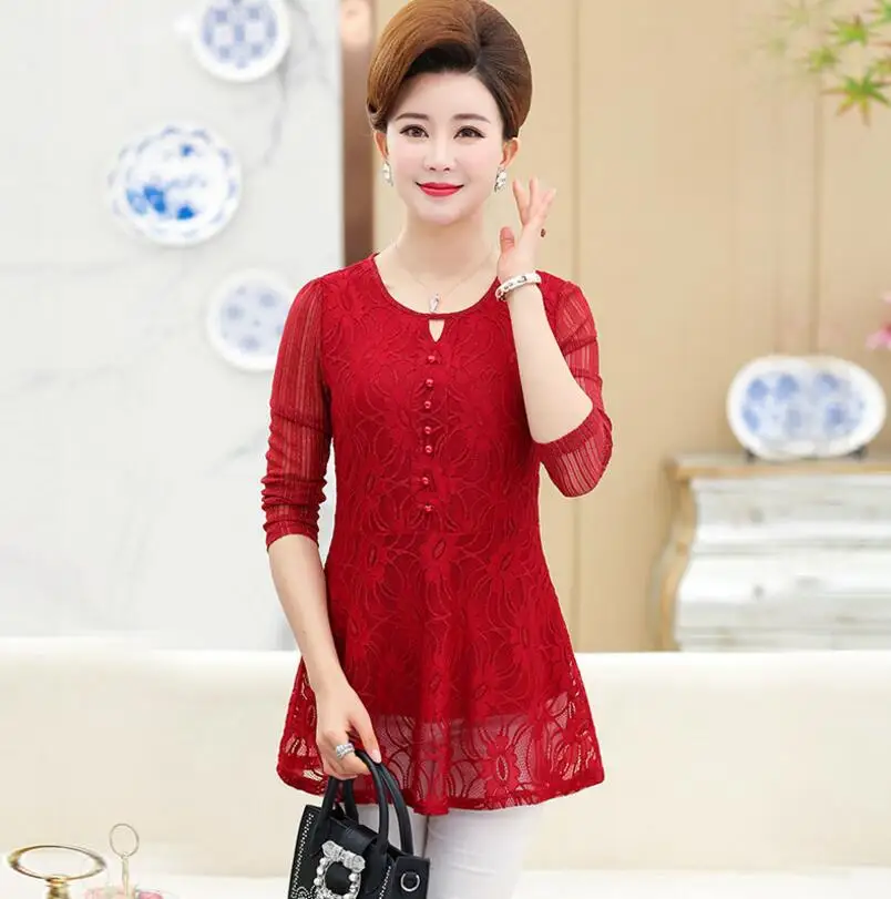 Aliexpress.com : Buy 2018 Middle aged Women lace Dress fashion slim ...