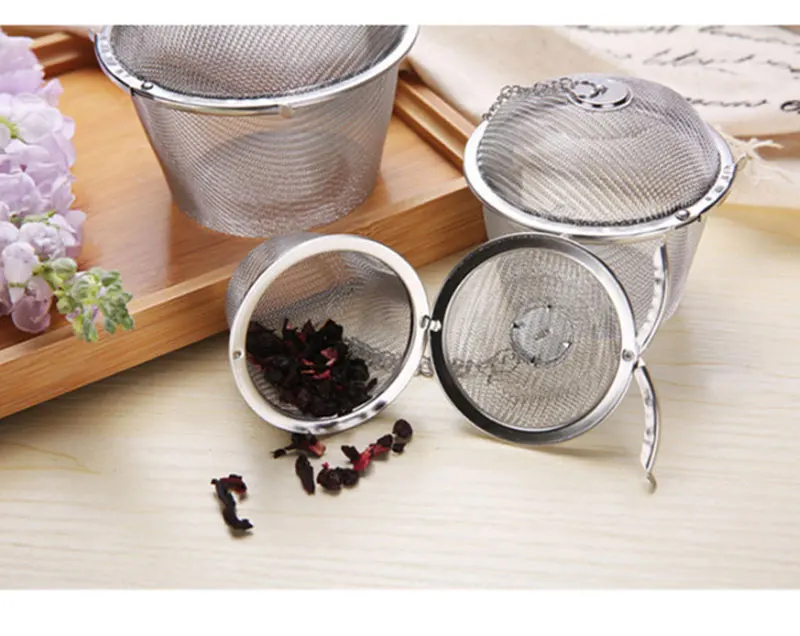 Прочный Серебряный многоразовый нержавеющей сетчатый травяной шарик чайный сито для специй чайник запирающийся чай фильтр мельницы для специй кухонные принадлежности