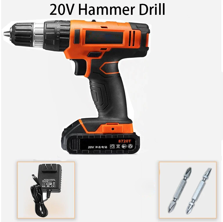 20V Parafusadeira Furadeira Impact Drill Cordless Hammer Drill wall