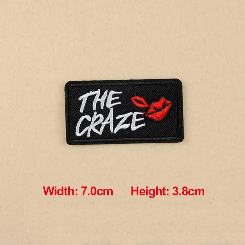 1PC Patches For Clothing Embroidery Badge Text Word THE CRAZE Patches