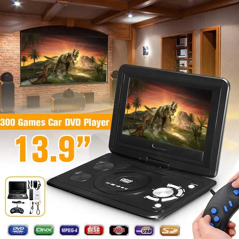 

13.9 Inch Home Car TV Portatil DVD Player MP3 CD Digital Multimedia USB SD Support FM TV Game Card Read Gamepad 16:9 LCD Screen