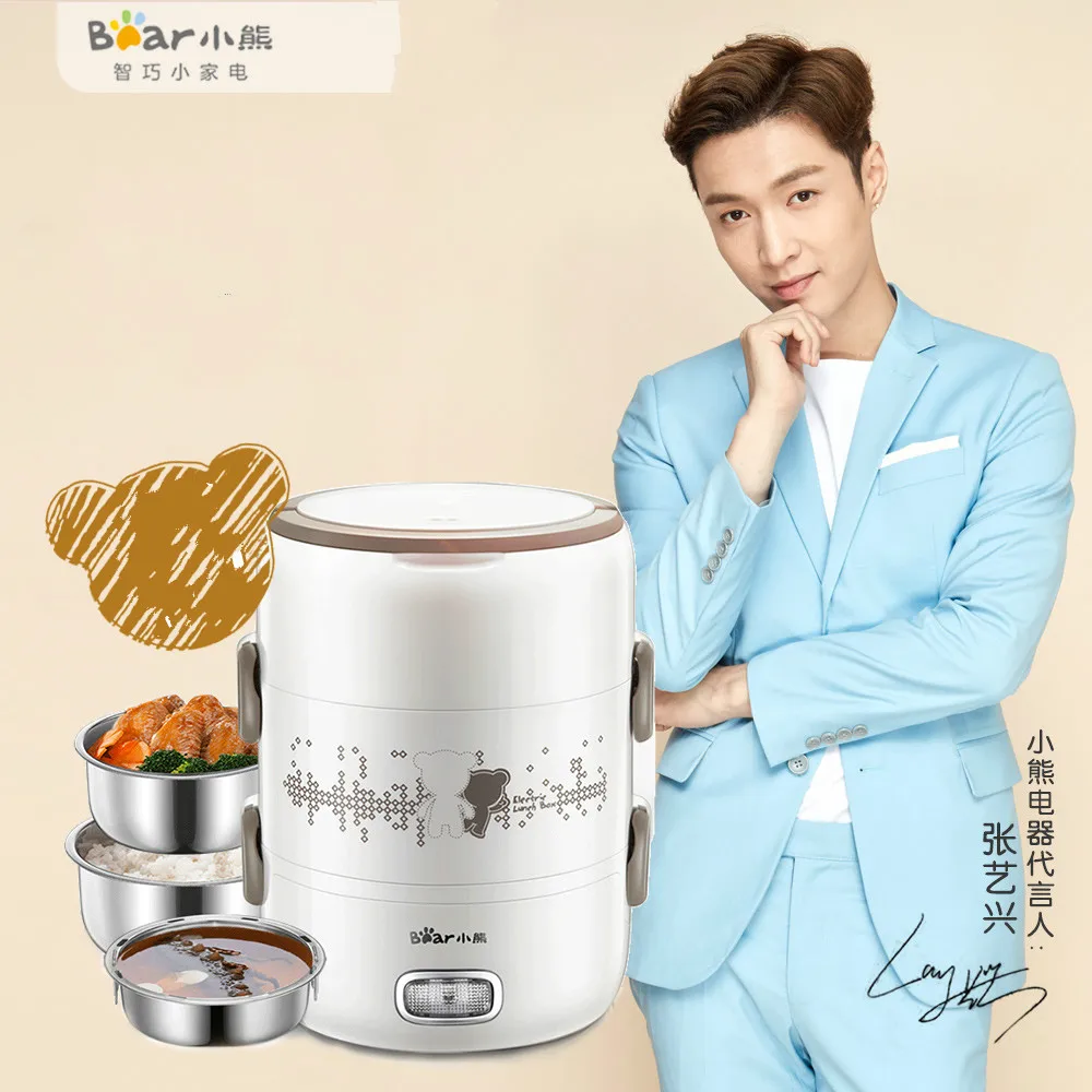 Bear Elektrische Verwarmde Lunchbox 3 Layer Roestvrij Staal Draagbare Mini Rijstkoker Eierkoker Stoom Diner Box Container Bear Elektrische Verwarmde Lunchbox 3 Layer Roestvrij Staal Draagbare Mini Rijstkoker Eierkoker Stoom Diner Box Container