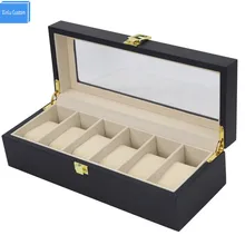 Черный из часов коробка и чехол весь мир Роскошный чехол для часов 6 слотов твердой древесины хранения Органайзер Дисплей коробки пользовательские часы боксы логотип