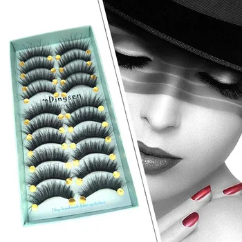 

10 Pairs Soft 3D Mink Eyelashes Natural Black Gorgeous 3D Long Cross False Eyelashes Eye Lashes Messy Style Handmade