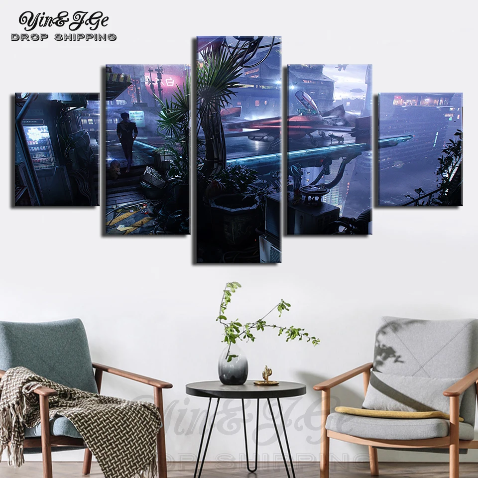 

Artwork Animation Canvas Painting HD Prints Home Decor 5 Pieces Wall Art Cowboy Bebop Living Room Modular Pictures Poster Frames