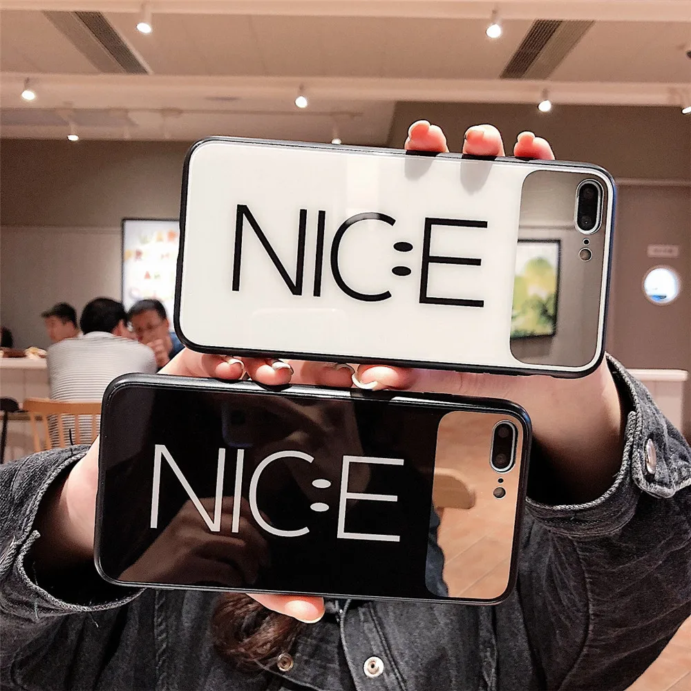 

Luxury Tempered Glass Shell Case for Apple iPhone 6 6s 7 8 Plus Make-up Mirror Case Shockproof Cover for iPhone X XS XR Max