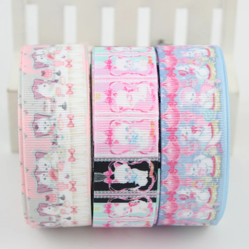 cute cat printed grosgrain ribbon 25mm (1)