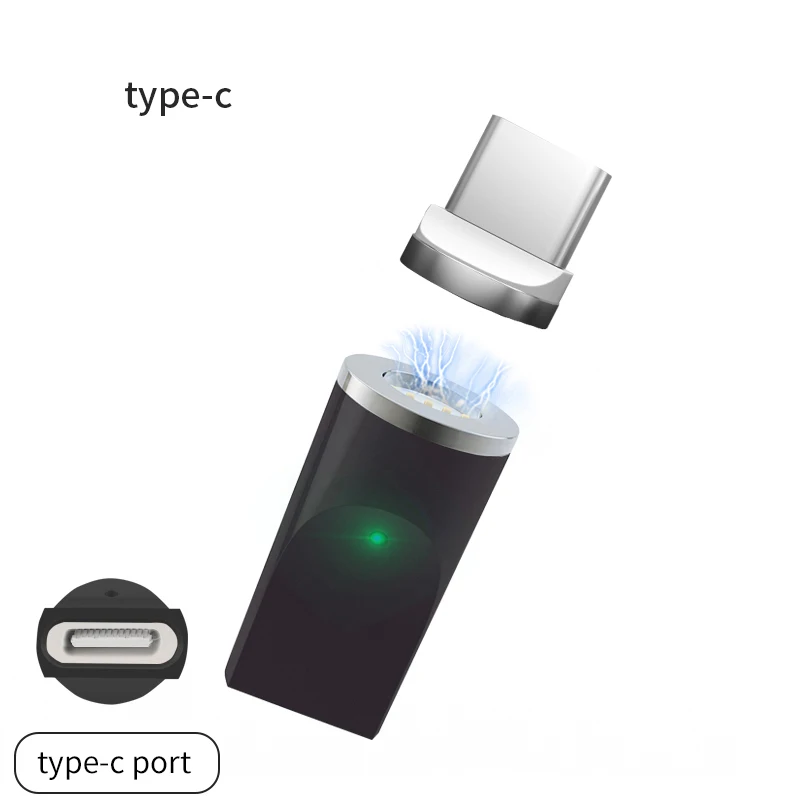 GARAS Магнитный usb type C адаптер для iphone/Micro/usb type c порт зарядное устройство и данных магнит адаптер для samsung/Xiaomi/huawei/LG - Цвет: black usb c to usb c