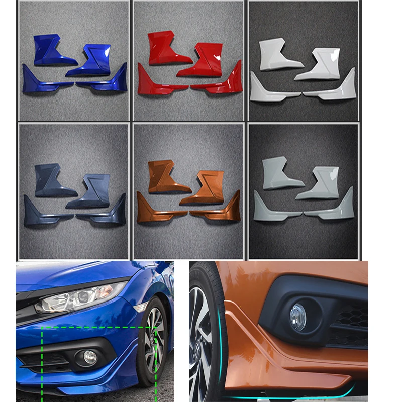 

Modolo Car Styling ABS Front And Rear Bumper Bodykit Angle Cover Protection Plate For Honda 2016-2017 10th Civic FC1