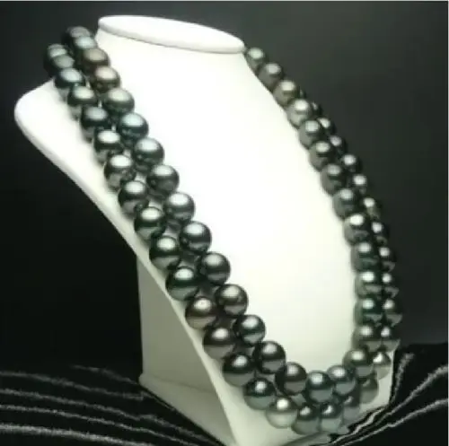 

fast VERY CHARMING 32" HUGE AAA 10-11 MM TAHITIAN BLACK NATURAL PEARL NECKLACE 14KGP