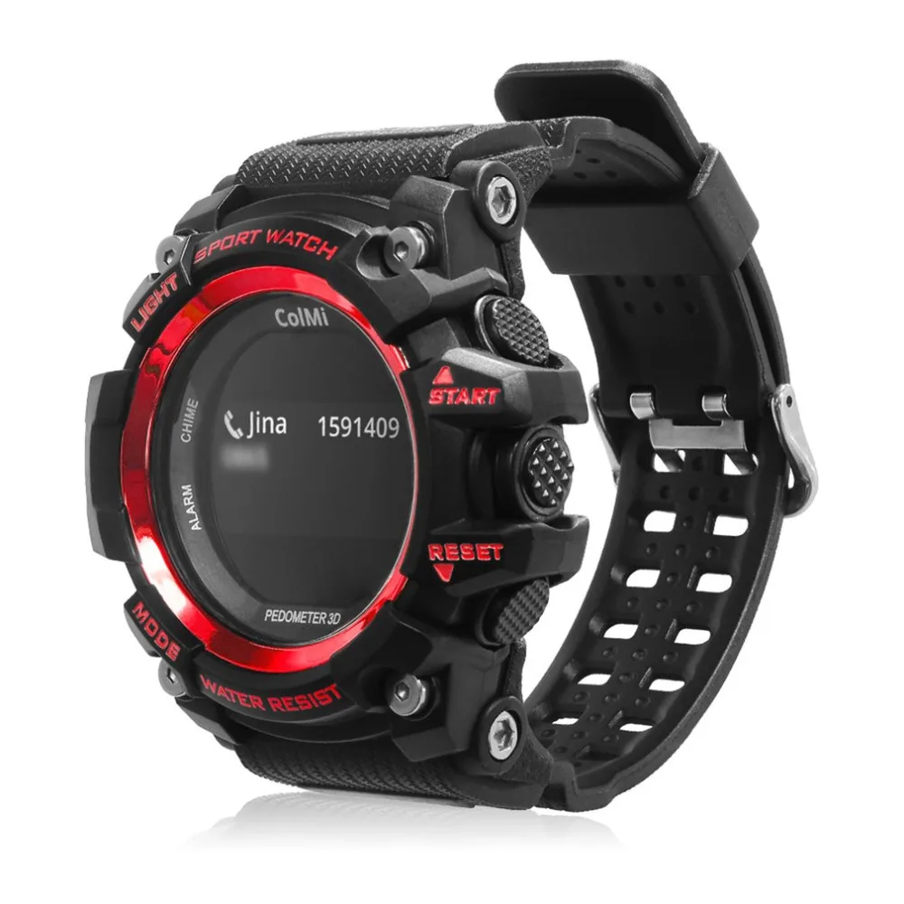 

Red ColMi T1 Smart Wristwatch OLED Display Heart Rate Monitor Waterproof Push Message Call Reminder For Android For iOS Phone