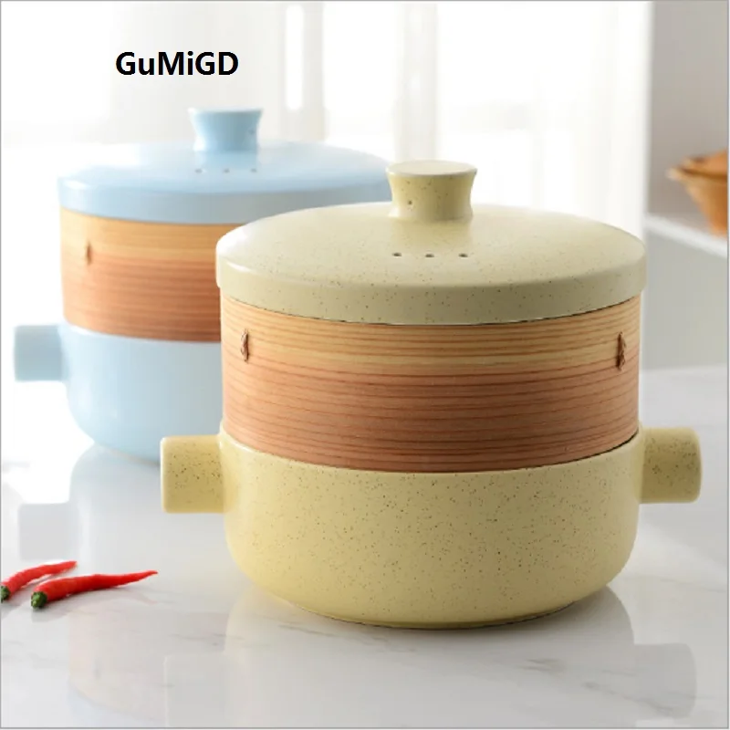 Ceramic cooking dual purpose steamer steamer casserole soup pot fire