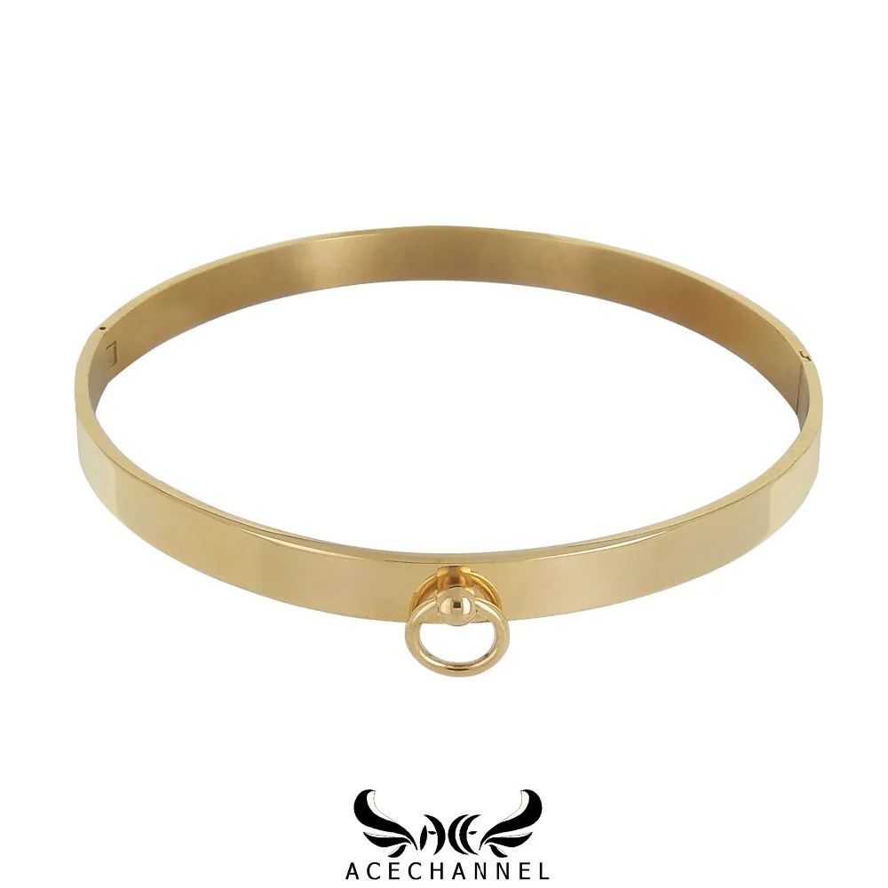 Gold Black Silver Color Polished Stainless Steel Slave Choker Necklace Fetish Wear Woman Jewelry women jewelry metal choker necklace