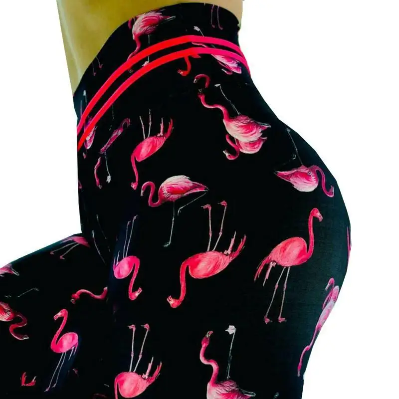 Новинка 2019 женские трикотажные Птица Фламинго Леггинсы с принтом высокая Талия пуш-ап спортивная одежда фитнесс леггинсы верхняя одежда