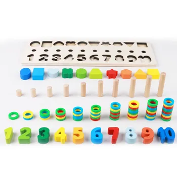 

Children Wooden Colorful Numbers Montessori Materials Learning To Count Matching Digital Shape Match Early Teaching Math Toys