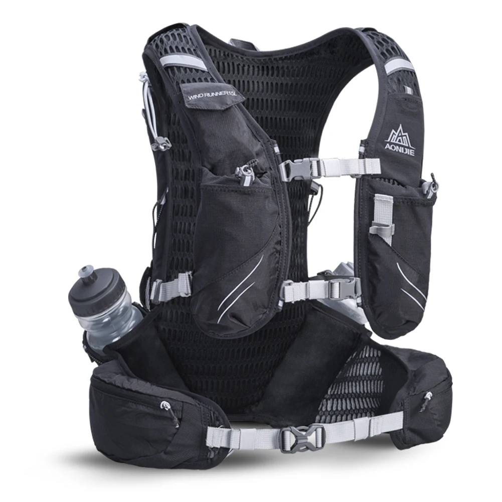 AONIJIE 15L bolsa grande para correr con unids 2 botellas de 600 ml al aire libre Marathon reflexivo senderismo ciclismo mochila de hidratación Paquete de chaleco - 3