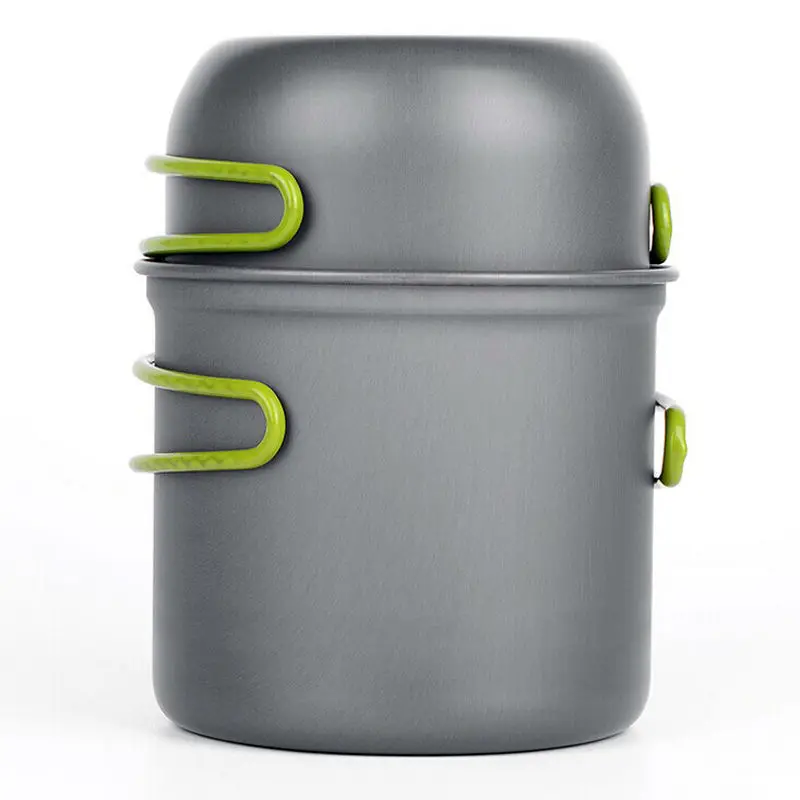 2019 nuevo Camping al aire libre senderismo vajilla de aleación de aluminio utensilios de cocina Picnic viaje tazón olla Pan juego para 1-2 persona